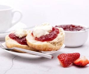 Delicious Summer Meal Ideas cream tea with clotted cream and strawberry jam