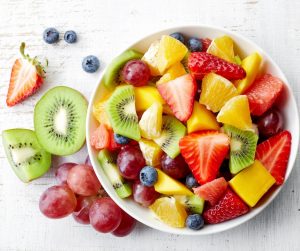 Delicious Summer Meal Ideas fruit salad with kiwi strawberries blueberries orange and grapes