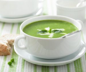 Delicious Summer Meal Ideas pea and mint soup with a swirl of cream